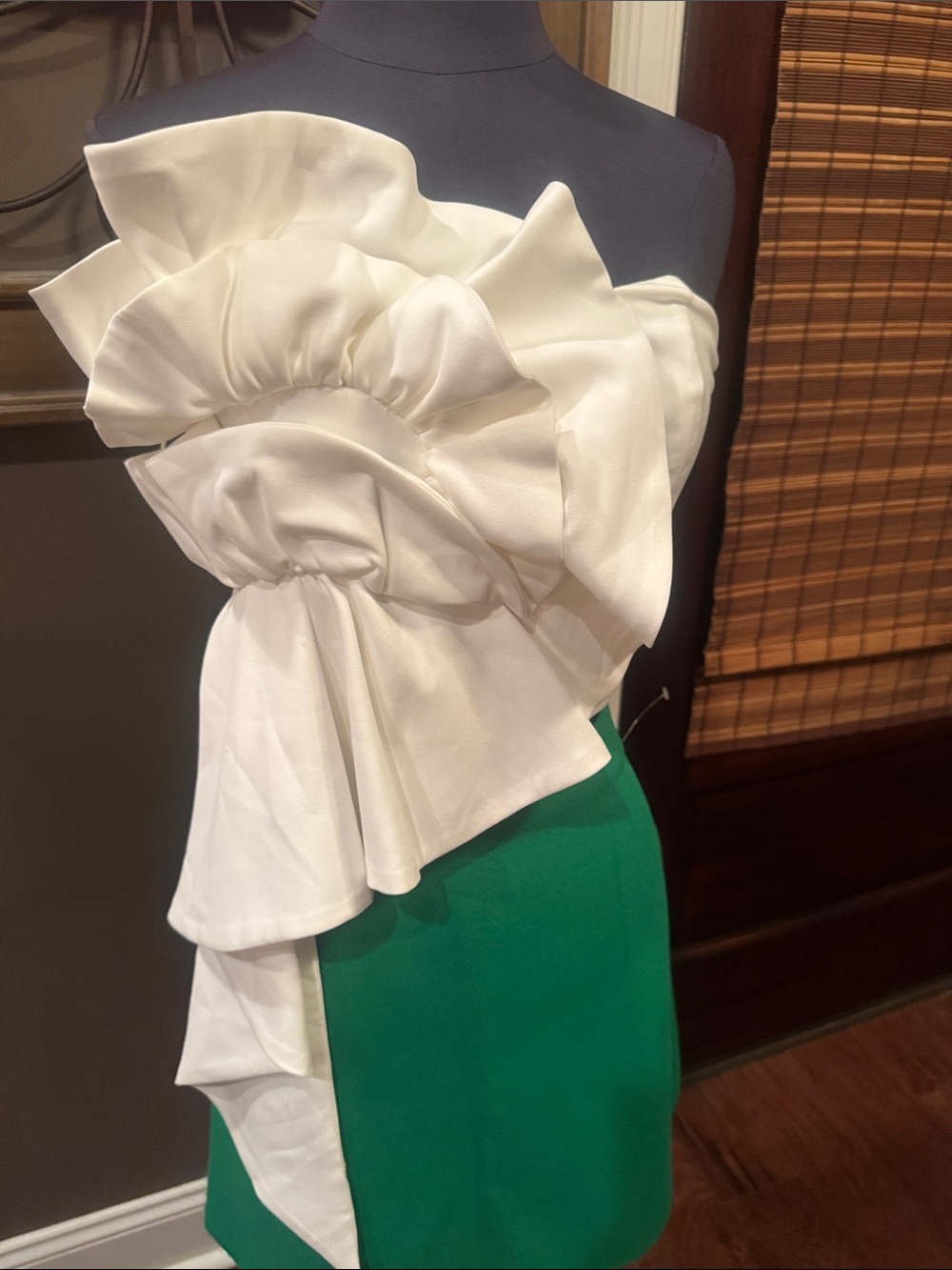 White Ruffled Asymmetrical Top - Picture 2 of 9